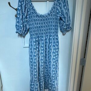 Hill House Textured Blue and White Dress SIZE XL